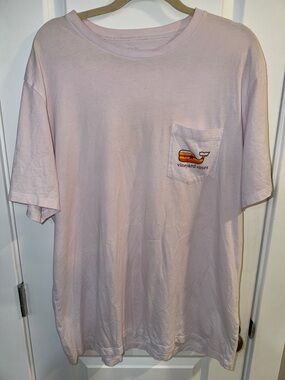 Vineyard Vines Light Pink Pocket Tee with Sunset Whale Logo